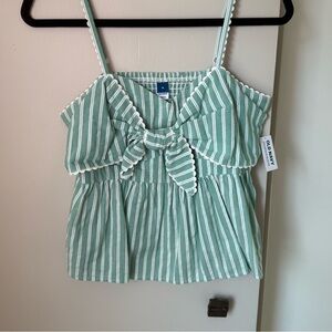 Old Navy Green Stripe Peplum Tank